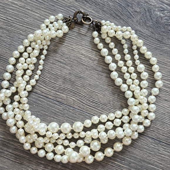 J. Crew Jewelry - Vintage J Crew 5 strand pearl Bib necklace